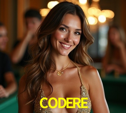 Una escena digital vívida inspirada en casino con CODERE mostrado prominentemente, luces brillantes, fichas, cartas y acentos dorados.